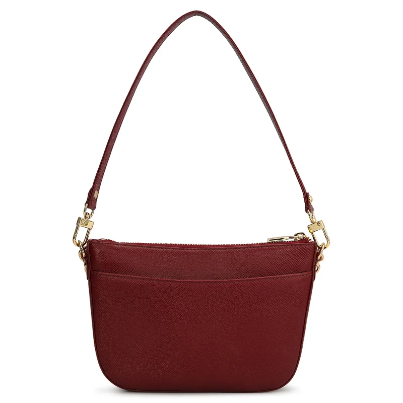 Da Milano Cherry Small Franzy Leather Baguette - Cherry for Women | Best Price UAE